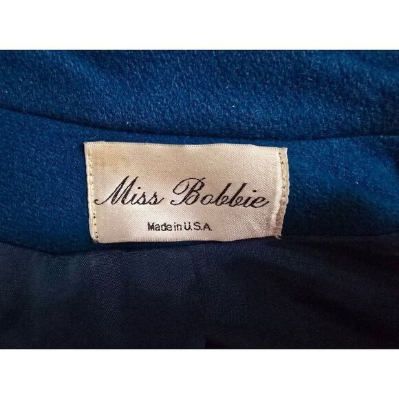 Vintage Womens 100% Wool Teal Coat With Button Front 3/4 Sleeves & Pockets Fully - Picture 7 of 9